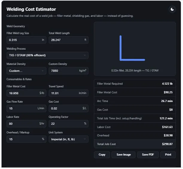welding-cost-estimator-screenshot