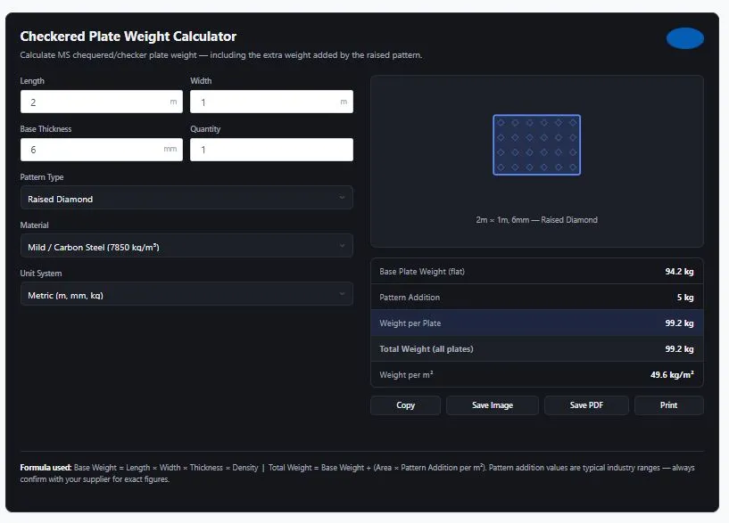 checkered-plate-weight-calculator-screenshot
