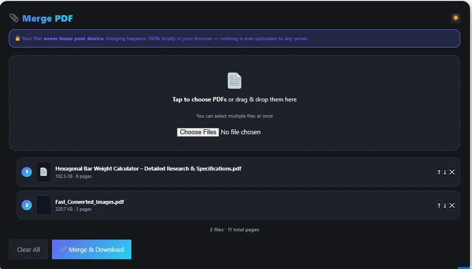 merge pdf online free tool interface