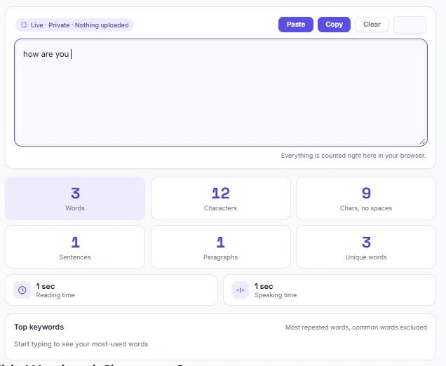 word and character counter tool interface
